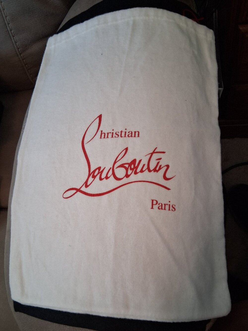 Christian Louboutin Signature White Logo Dust Bag – Red Drawstring Cord